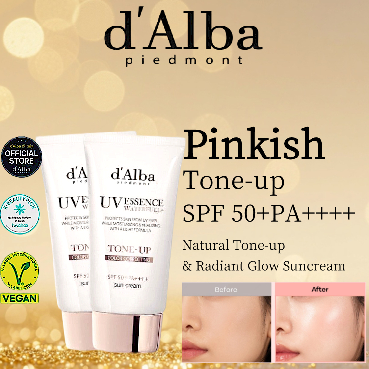 2 Pcs- d'Alba Waterfull Tone Up Sun Cream -50mL Double Bottle Set