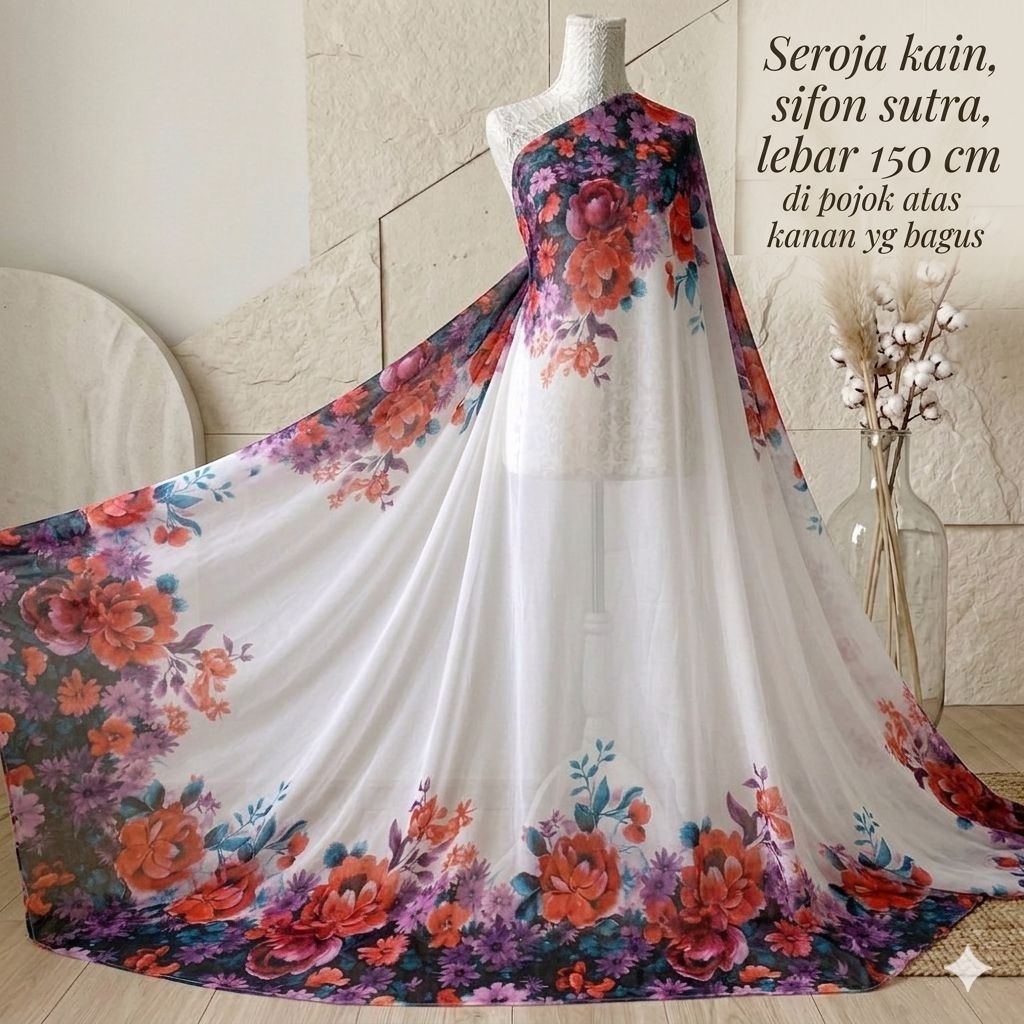 kain - kain sifon sutra motif love - kain sifon sutra - kain sifon motif - kain sifon meteran - kain
