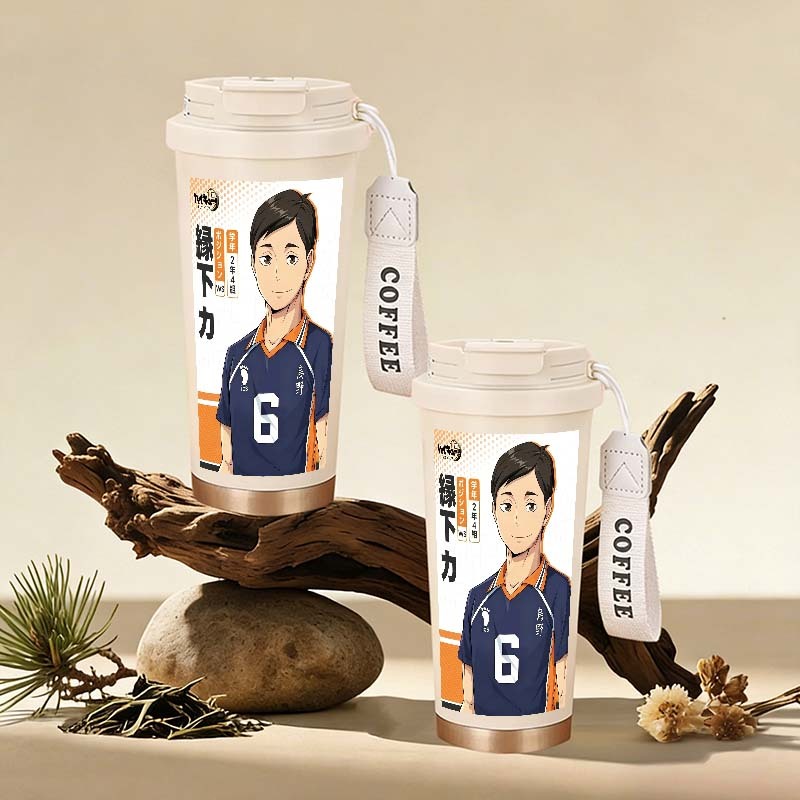 Haikyuu Ennoshita Riki 500ml Tumbler tahan panas dingin 24 jam Termos Stainless Steel 316 Vacuum Kop