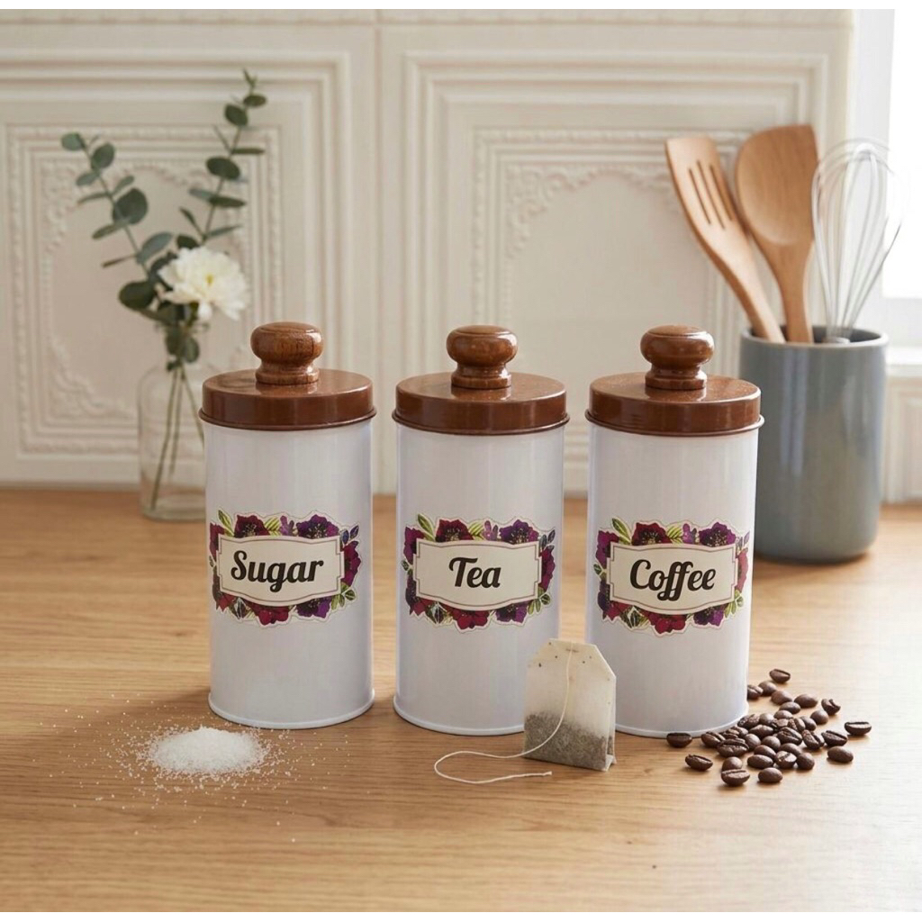 Tempat gula kopi dan teh  dpt 3 kaleng kapasitas 600ml