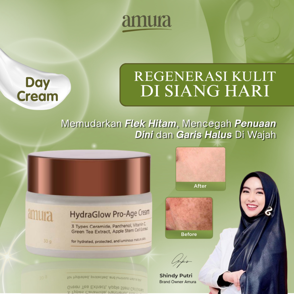 Amura HydraGlow Pro-Age Day Cream 30g | 3X Ceramide Memperkuat Skin Barrier Melembapkan Wajah