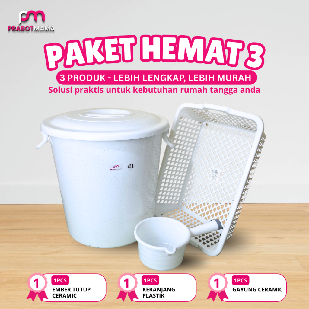 [KARGO & INSTANT] Best Deal Part 3 PRABOTMAMA - Ember Jumbo 45L / 35L + Keranjang Putih Besar + Gayu