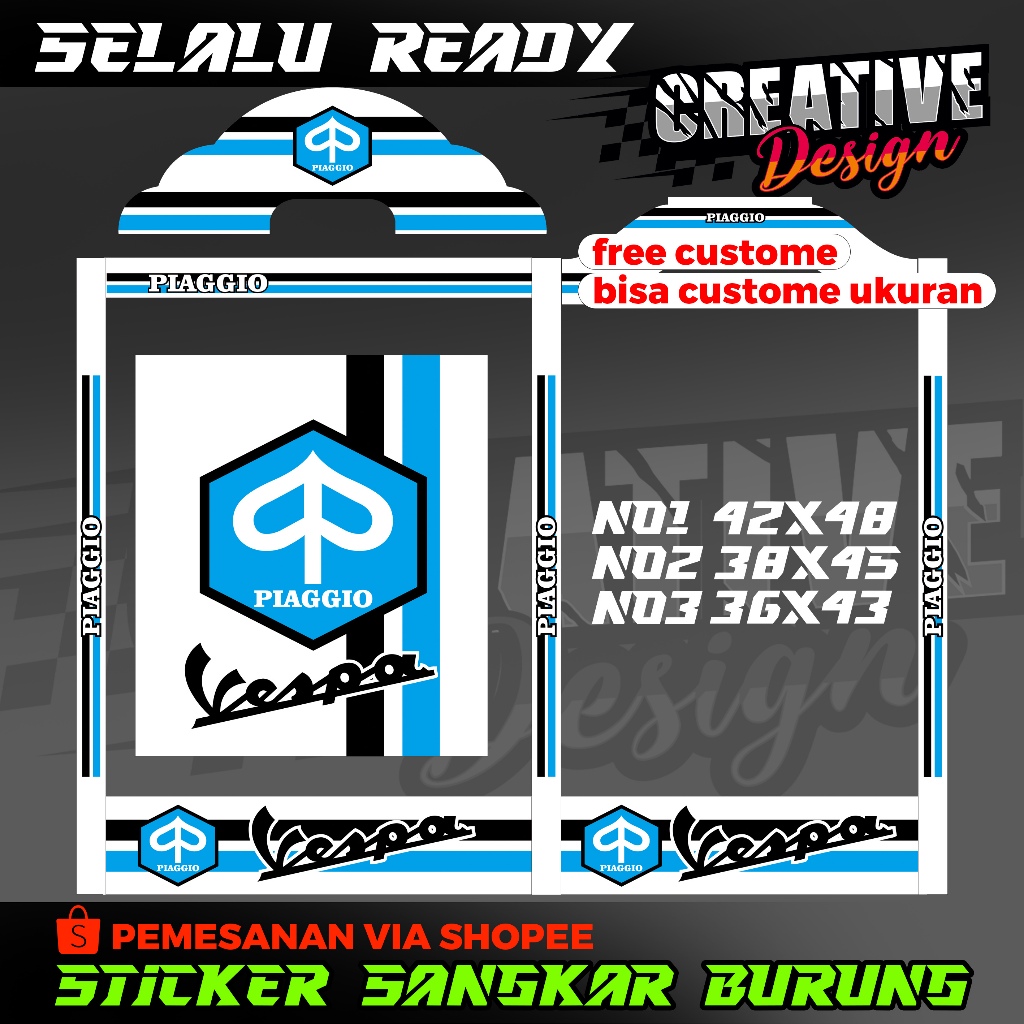 STICKER DECAL SANGKAR  BURUNG MODEL KIPASAN VESPA