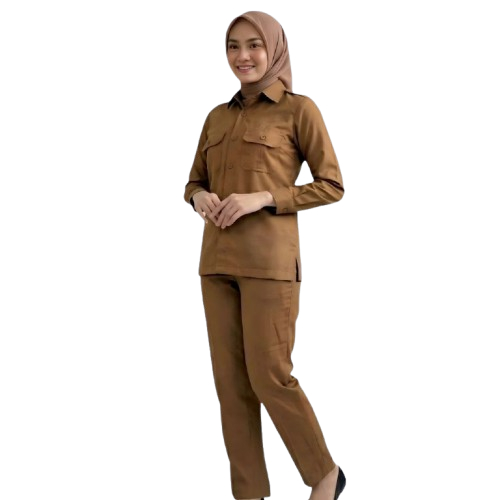 Baju Pns Wanita Khaki Tua Kemeja Set Celana dan Rok | Seragam Dinas Keki Tua