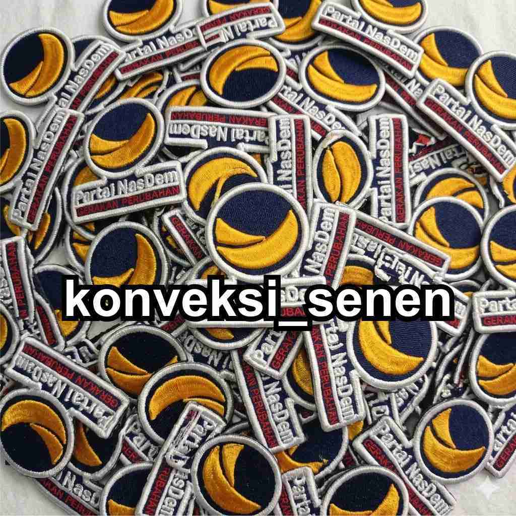 logo partai nasdem timbul | custom logo bordir timbul