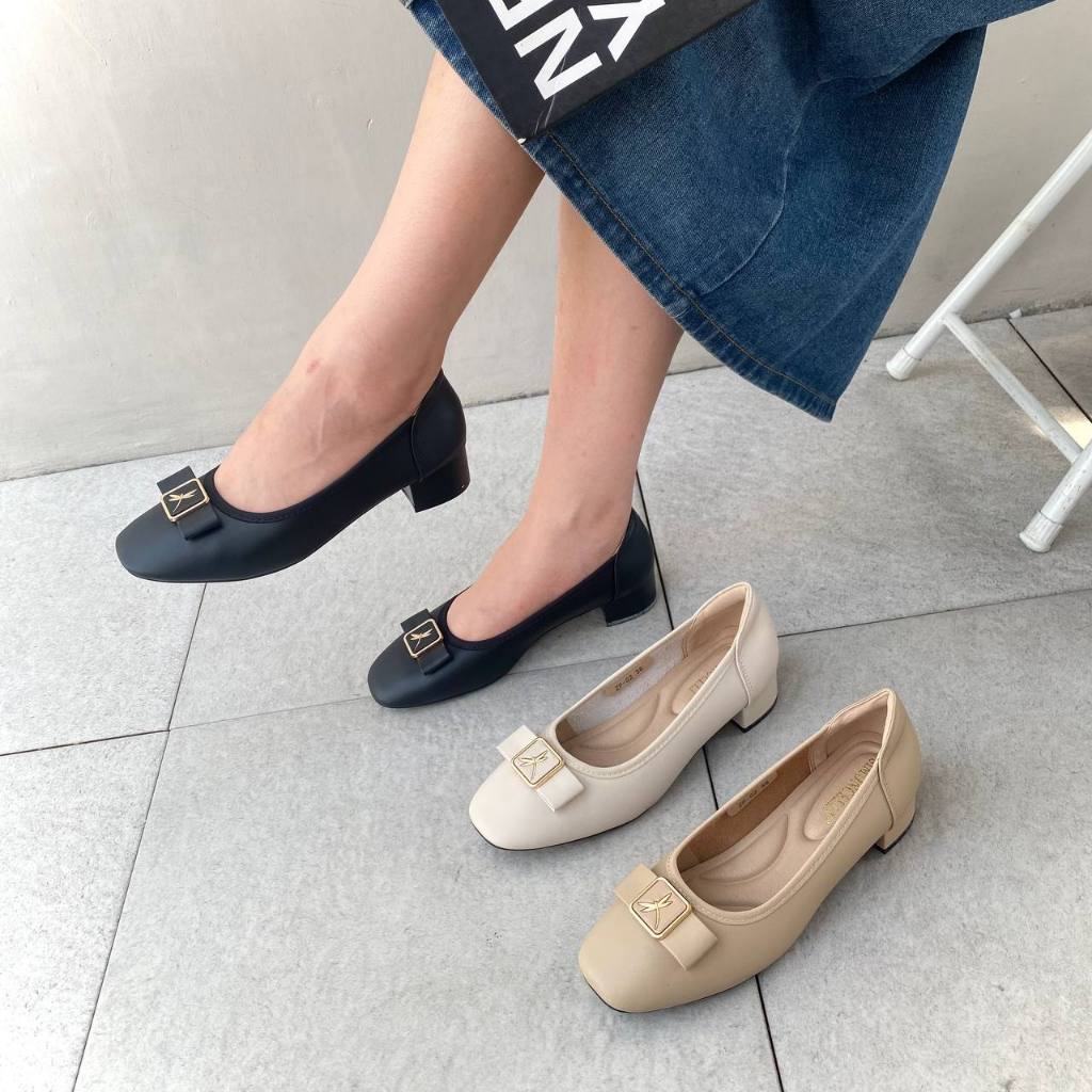 Simoncelli Sepatu Wanita Tumit Tahu 3 Cm Mutiara | Sepatu Wanita | Sepatu Kerja Hitam | Heels Pump |