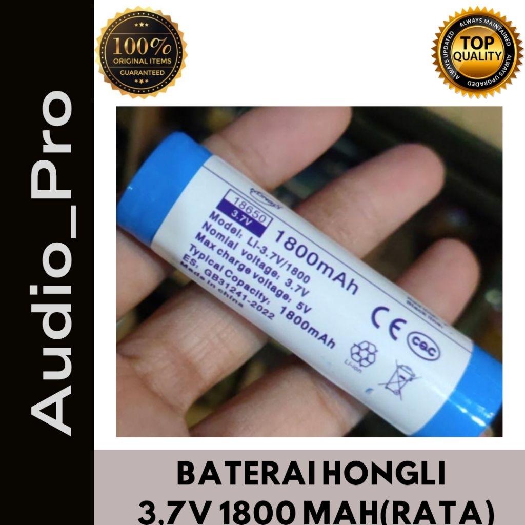 Baterai Hongli 3,7V 1800 mAh Baterai Cas Recharger Hongli 3,7V 1800mAh Kutup Rata