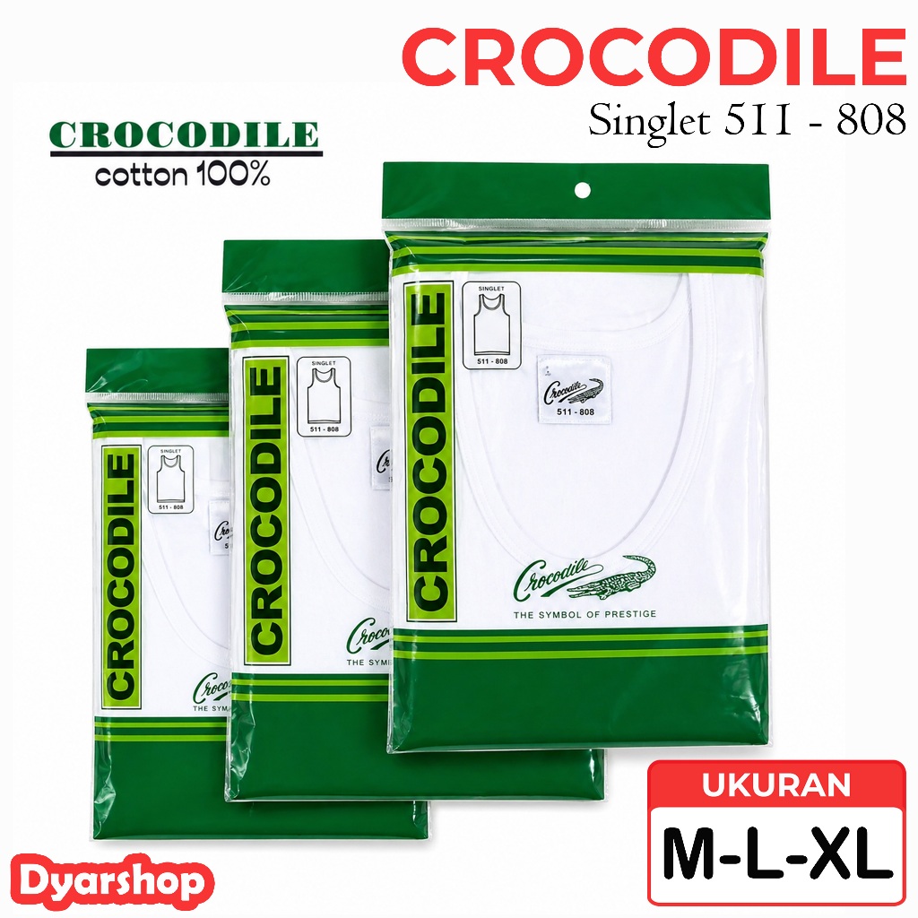 [ 3pcs ] Singlet Pria Crocodile 808 | Kaos Dalam Crocodile Putih | Singlet Crocodile Original 100%