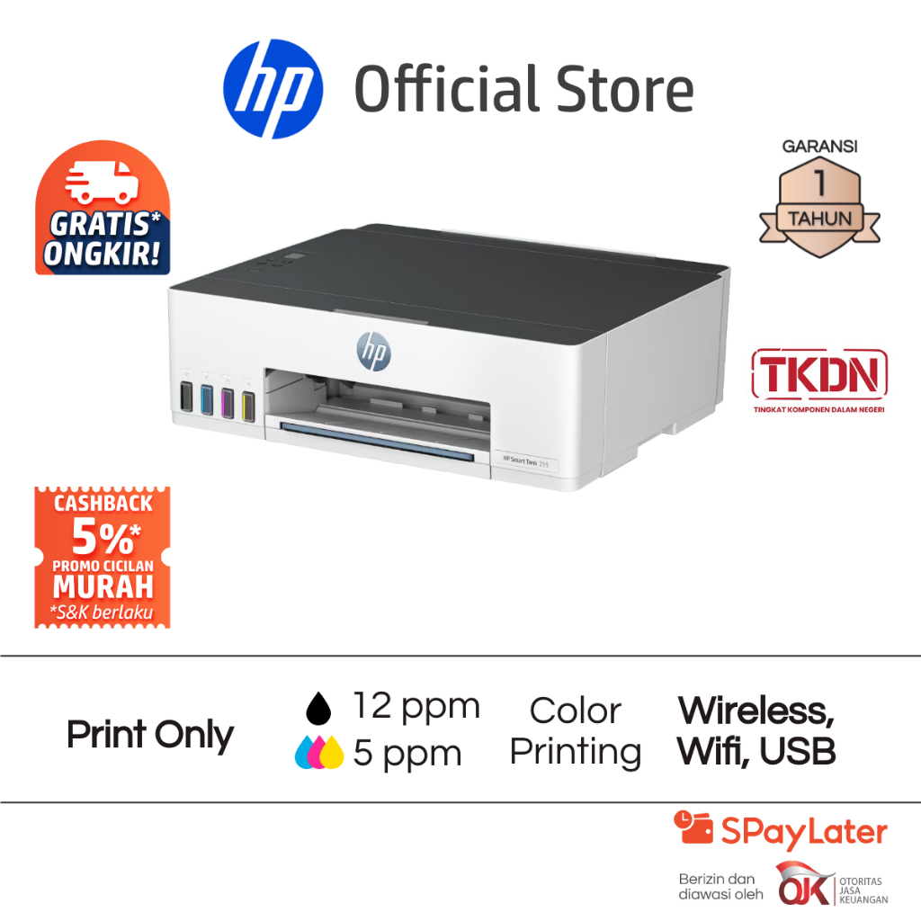 Printer HP Smart Ink Tank 583 / 210 / 520 / 750 ADF / 215 All in One Print Scan Copy Wireless Wifi U