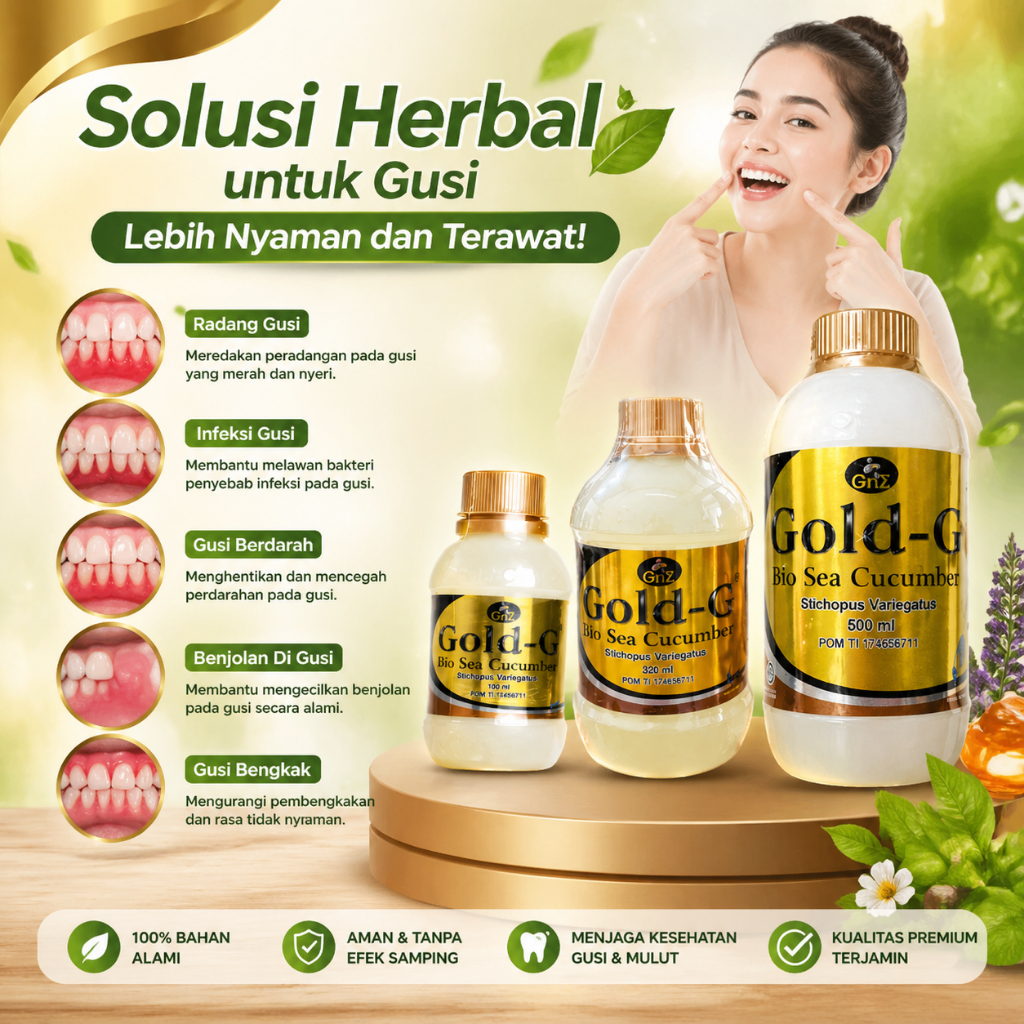 Obat Radang Gusi, Infeksi Gusi, Gusi Berdarah, Benjolan Di Gusi, Gusi Bengkak | Gold G