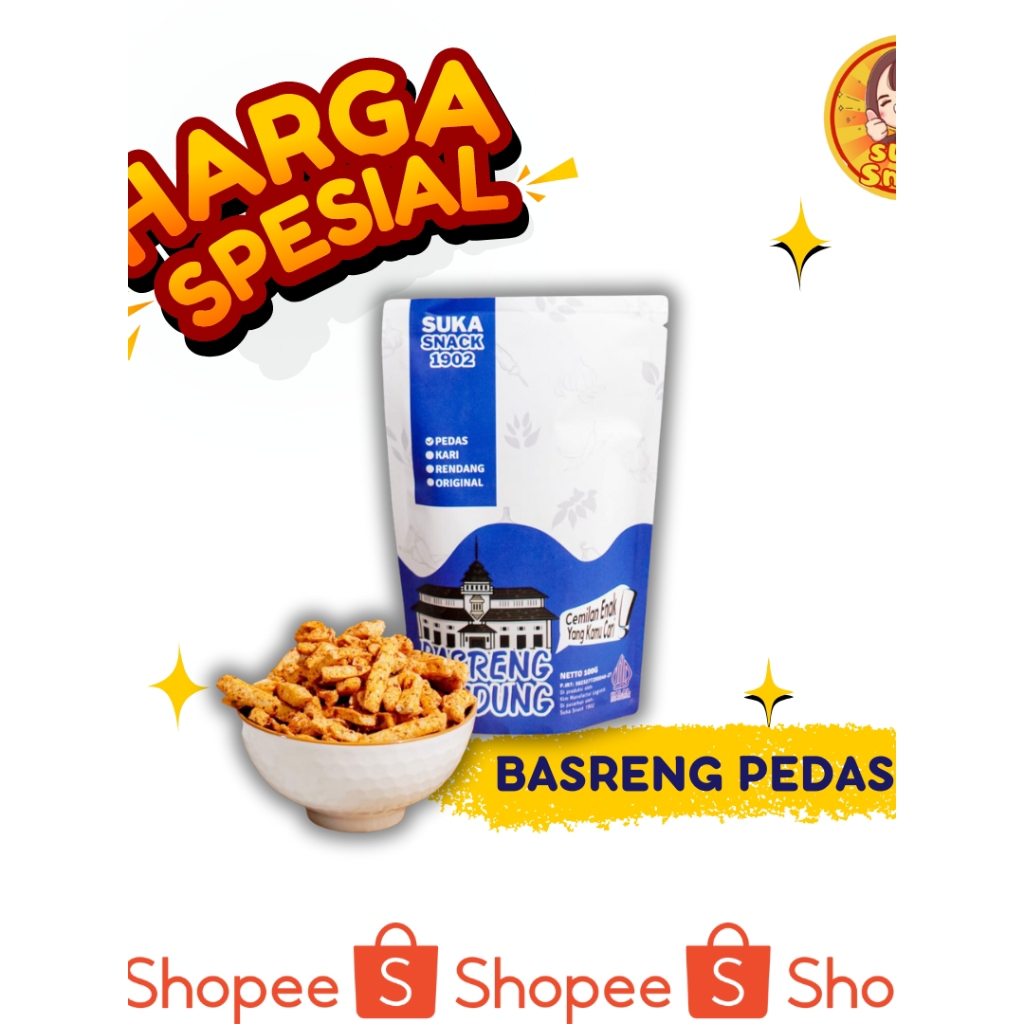 Basreng Pedas Daun Jeruk Isi 100 gram Standing Pouch Suka Snack