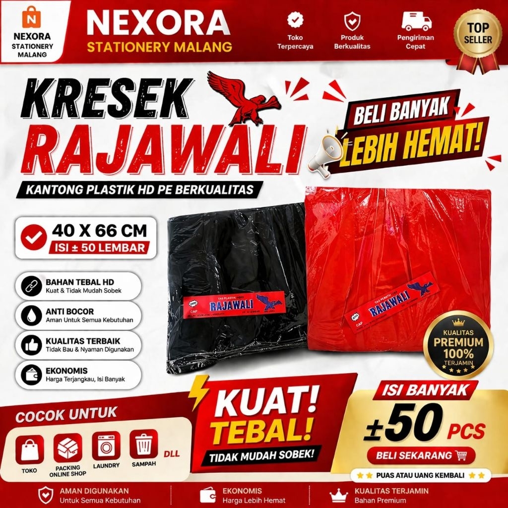 Kresek HD Tebal 40x66cm Isi 50pcs Kantong Plastik Besar Kuat Anti Sobek Untuk Packing Olshop Laundry