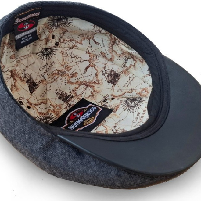 Topi Flat Cap Klasik Original Vintage FlatCap Hooligan Driver Hat Topi Copet Kodok Wool Grey texture