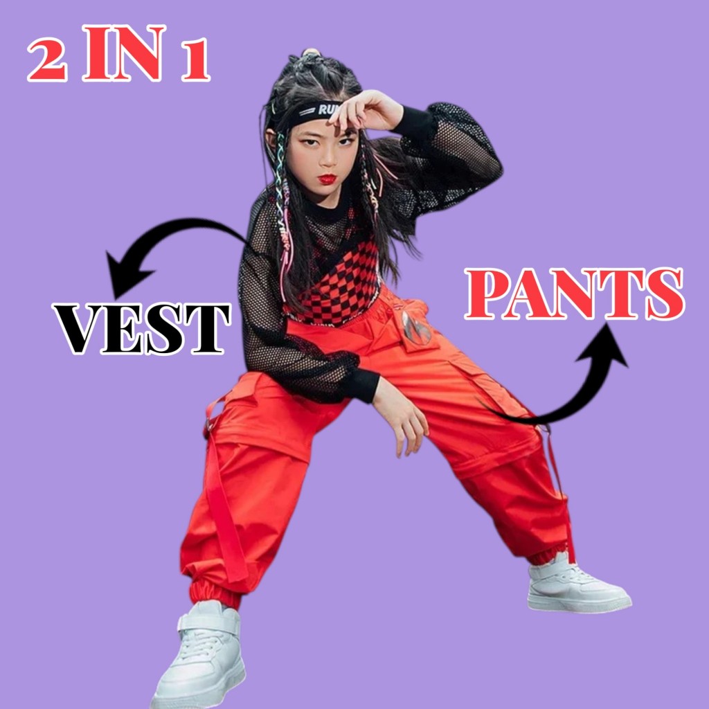 AGNEZ baju jazz kostum dance anak perempuan 2in1 korea style usia 4-14 tahun