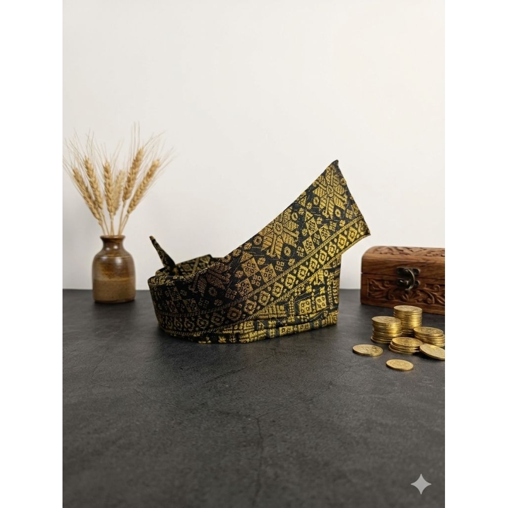 tanjak melayu songket palembang hitam gold