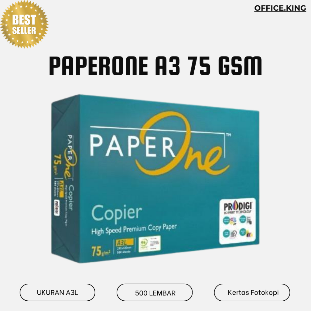 PAPERONE Kertas Fotokopi Paper One Ukuran A3 75 GSM (75 Gram) Copier - Photocopy Paper - Kertas Foto