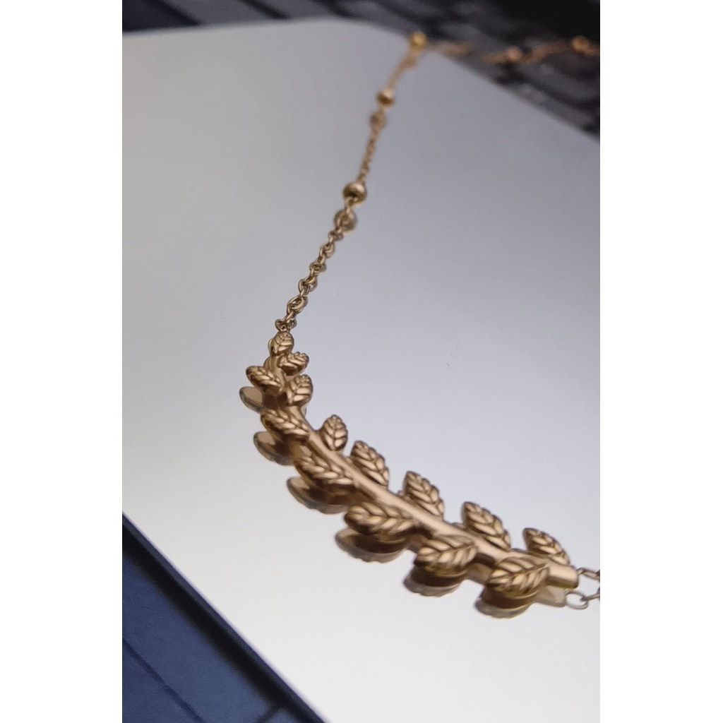 Kalung Titanium Liontin Padi Warna Rose Gold