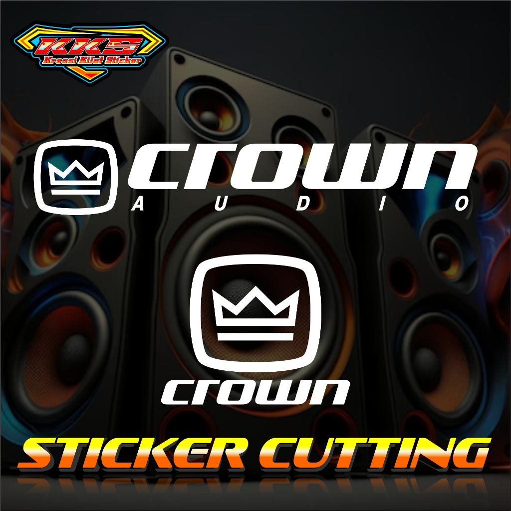 cutting sticker box hardcase sound system crown.stiker logo crown audio