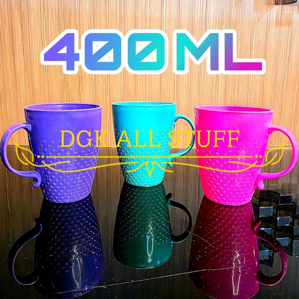 Mug Cangkir Gelas Gagang Bergagang Air Minum Es Teh Manis Kopi Warkop Warung Plastik BESAR JUMBO Exc