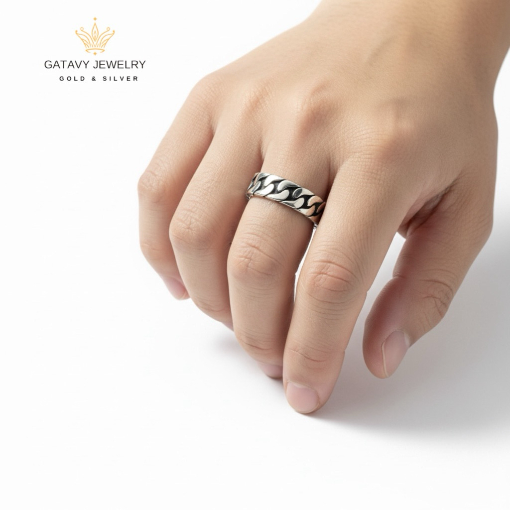 Cincin Perak Bali Asli 925 Motif Rantai Curb
