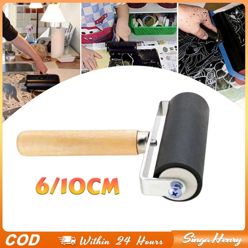 Roller Karet Cetak Grafis Brayer Printmaking Alat Seni Kayu Alat Lukis Handcraft Praktis Awet