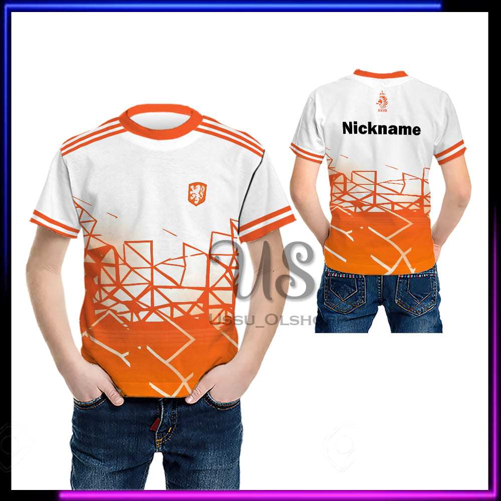 Baju Timnas Belanda Anak - Jersey Suporter Netherlands - Kaos Anak Belanda Netherlands Custom Nama