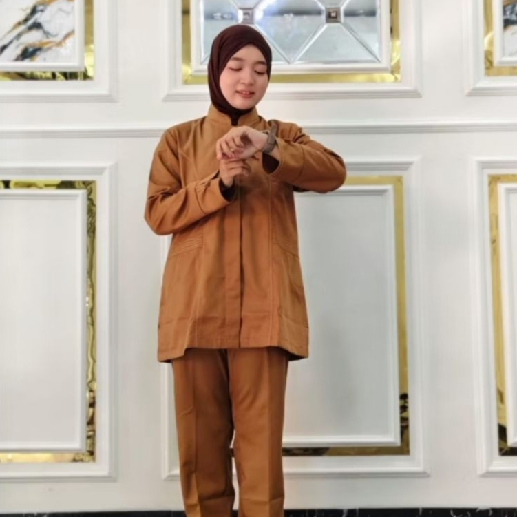 Setelan Celana Baju Khaki Dinas PDH Pemda Wanita PNS Terbaru