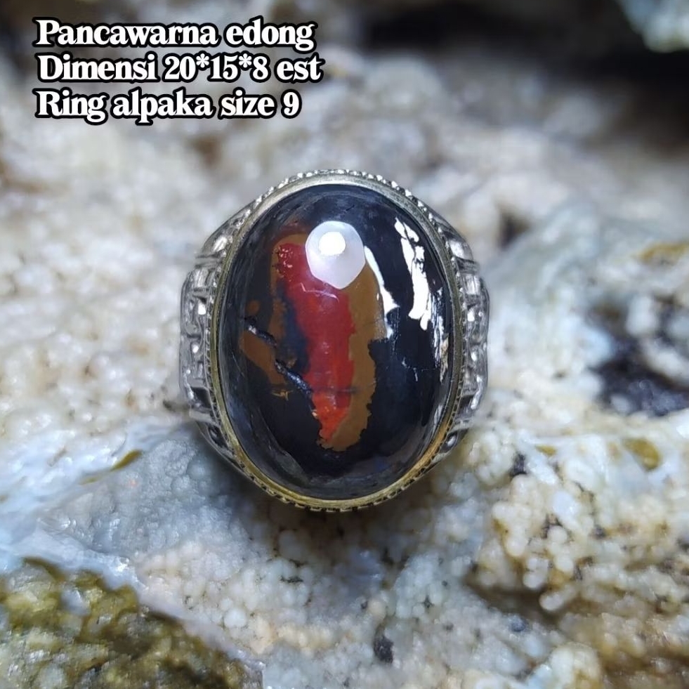(TERMURAH) Cincin Batu Akik Pancawarna Garut Edong Klasik