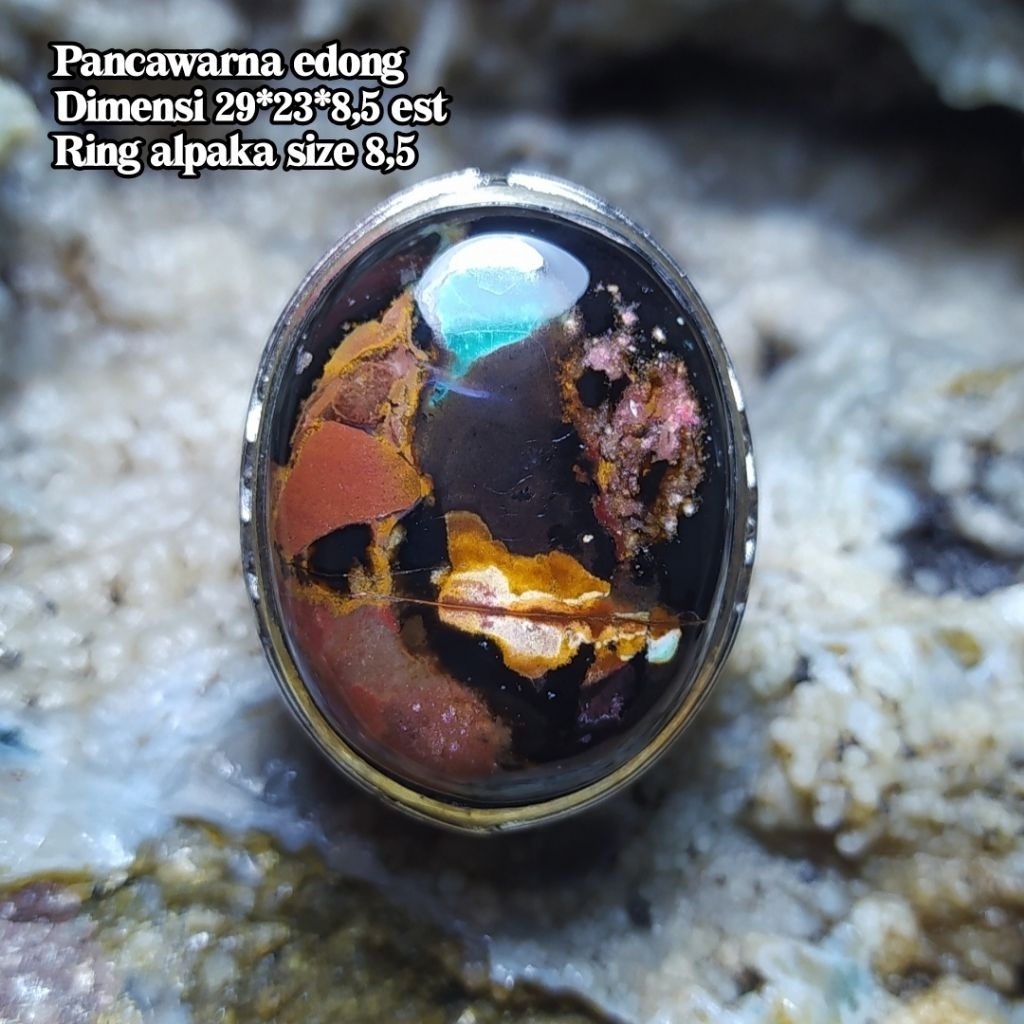 (BISA COD) Cincin Batu Akik Pancawarna Garut Edong