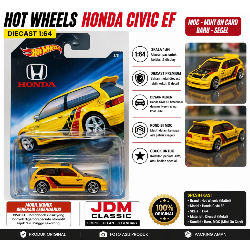 Hot Wheels Honda Civic EF / Civic Estilo / Hatchback / JDM