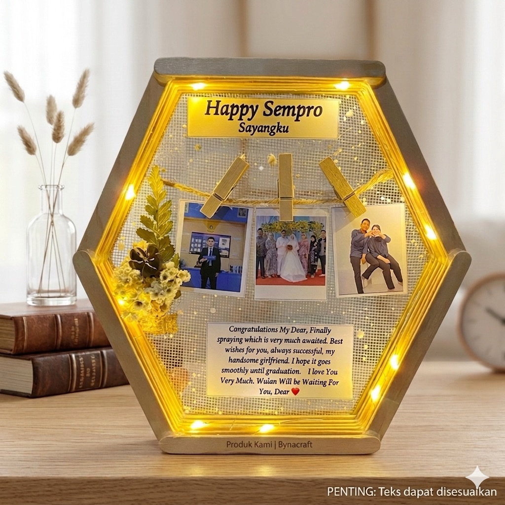 READY STOK Hexa Flower in Frame FREE GIFTBOX + PENUTUP MIKA frame hexagonal hampers+hadiah+kado Ulta