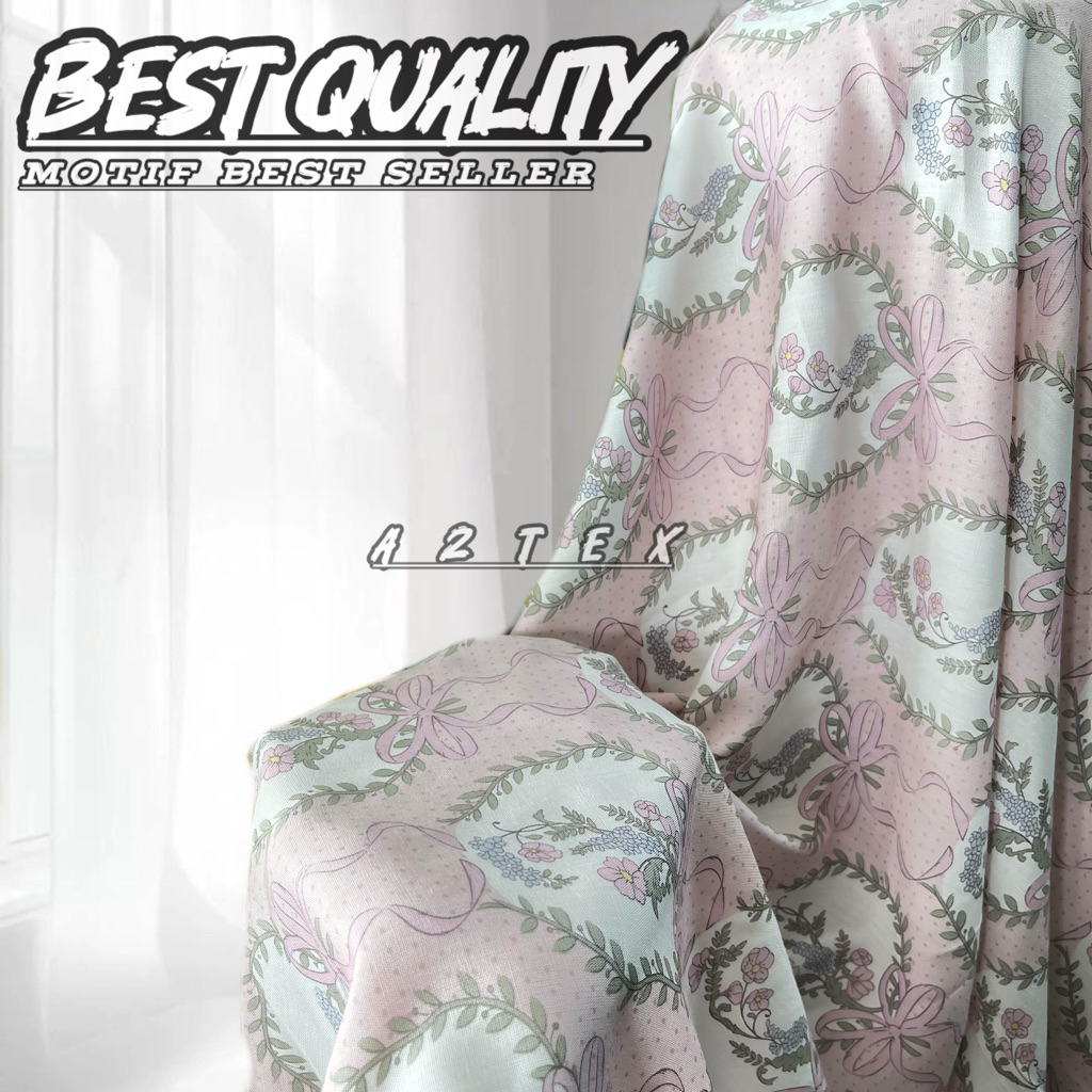 Kain Katun  Rayon Viscose Premium - Kain Rayon Motif Floral Vintage Eksklusif - Bahan Kain Lembut El