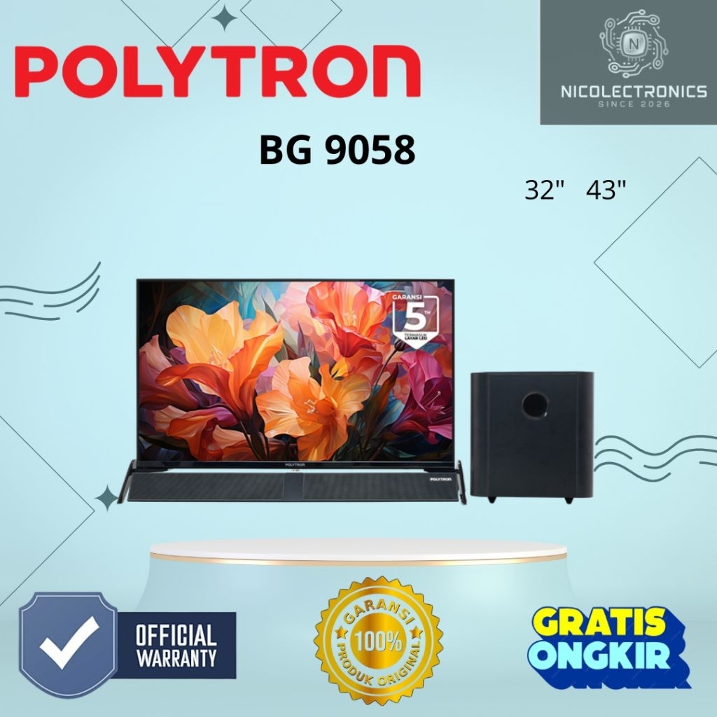TV LED Polytron 32BG5058 / 43BG9508 LED Polytron Soundbar Android TV Polytron