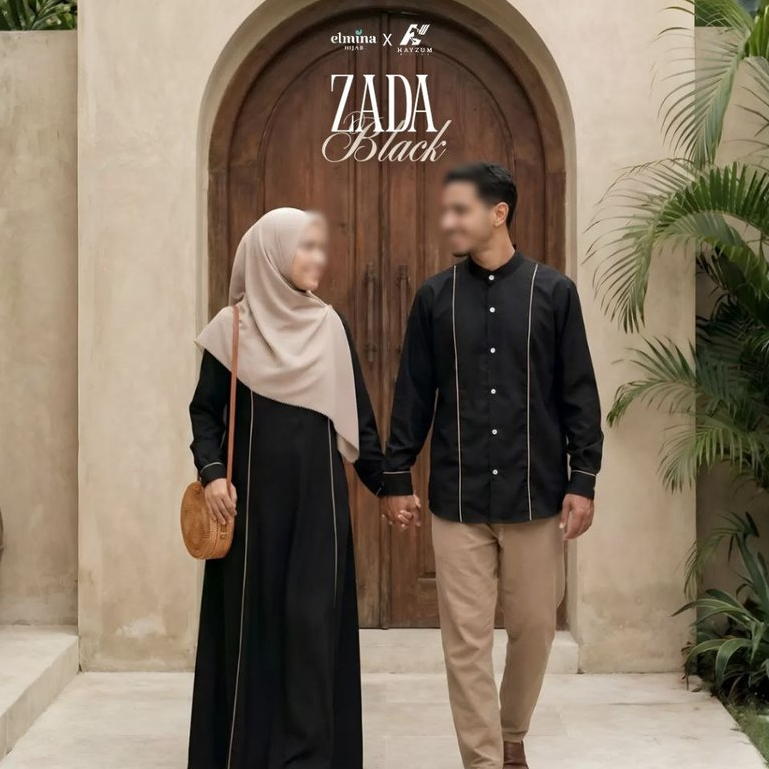 Elmina Zada Series Couple Dress Koko Muslim Toyobo Fodu Motif Polos Elegan Gamis Kurta Baju Sarimbit