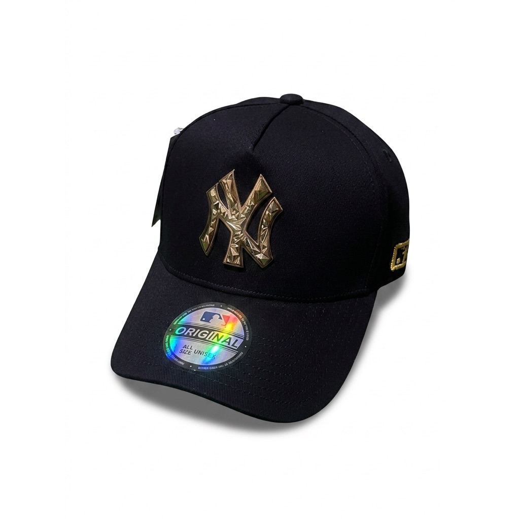 NY Gold Plat Besi Diamond Bahan Hitam Tag MLB