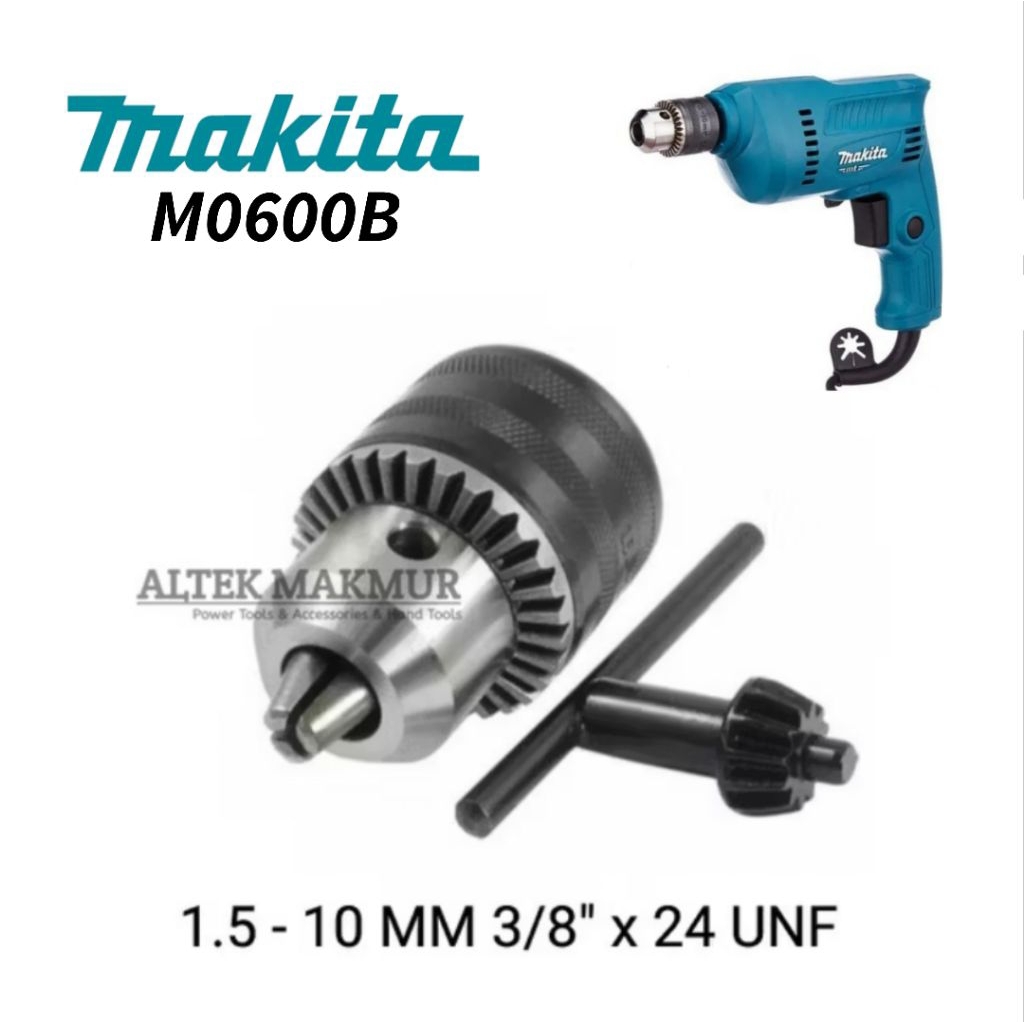 Sparepart Kepala Bor 10mm Makita M0600B Drat Drill Chuck 3/8 Inch UNF Murah Bagus Hower Mesin Bor Su