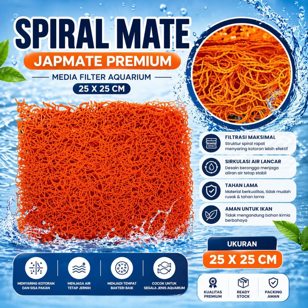 SPIRAL MATE PREMIUM 25x25CM MEDIA FILTER KOLAM AQUARIUM