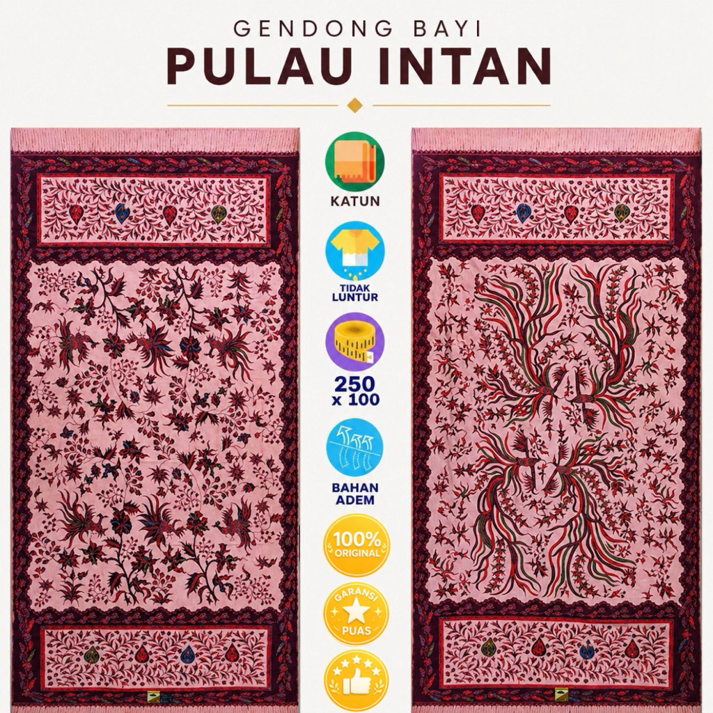 Selendang Pulau Intan Gendong Bayi Kain Batik Motif Bunga Cukin Jarik Tradisional Sewek Panjang New