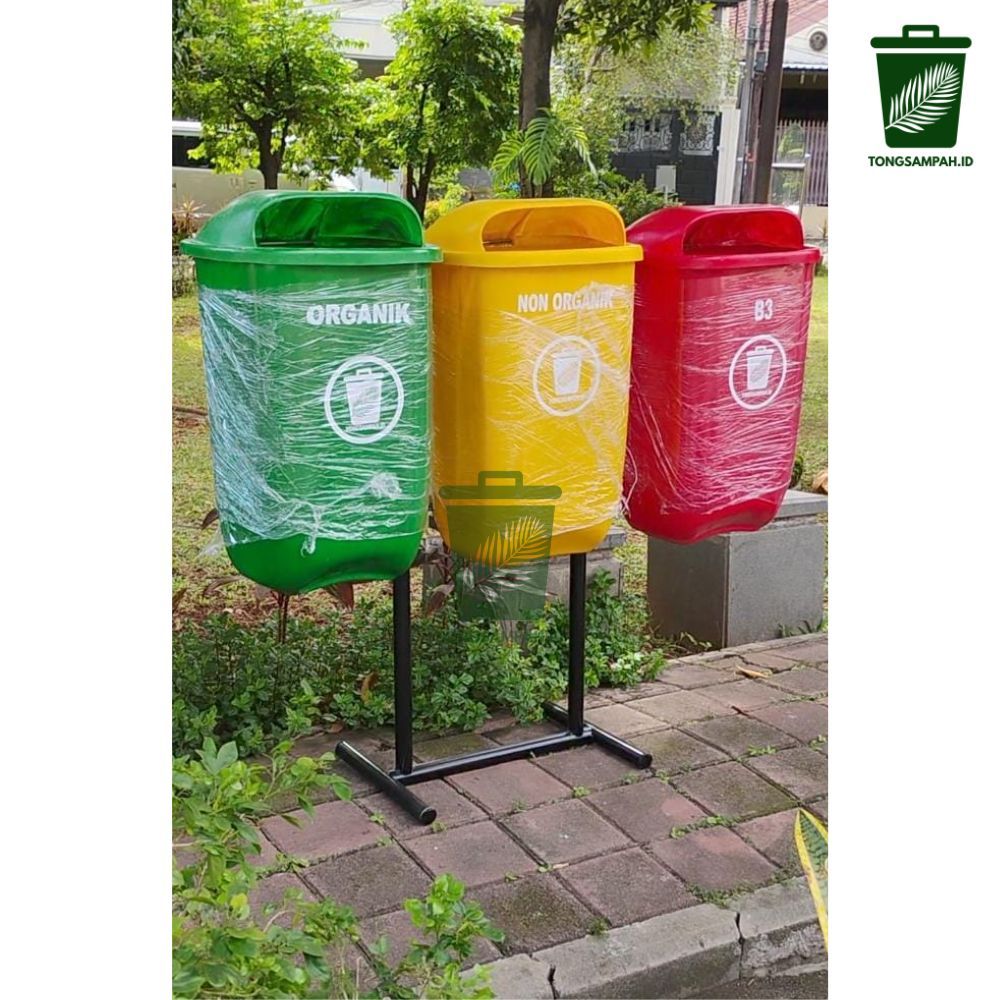 Tempat sampah fiberglass oval 3 in 1