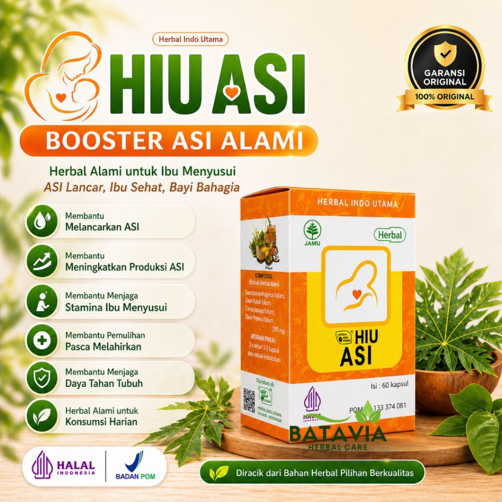 Kapsul HIU ASI Booster ASI Alami Pelancar ASI Ibu Menyusui Daun Katuk Daun Pepaya