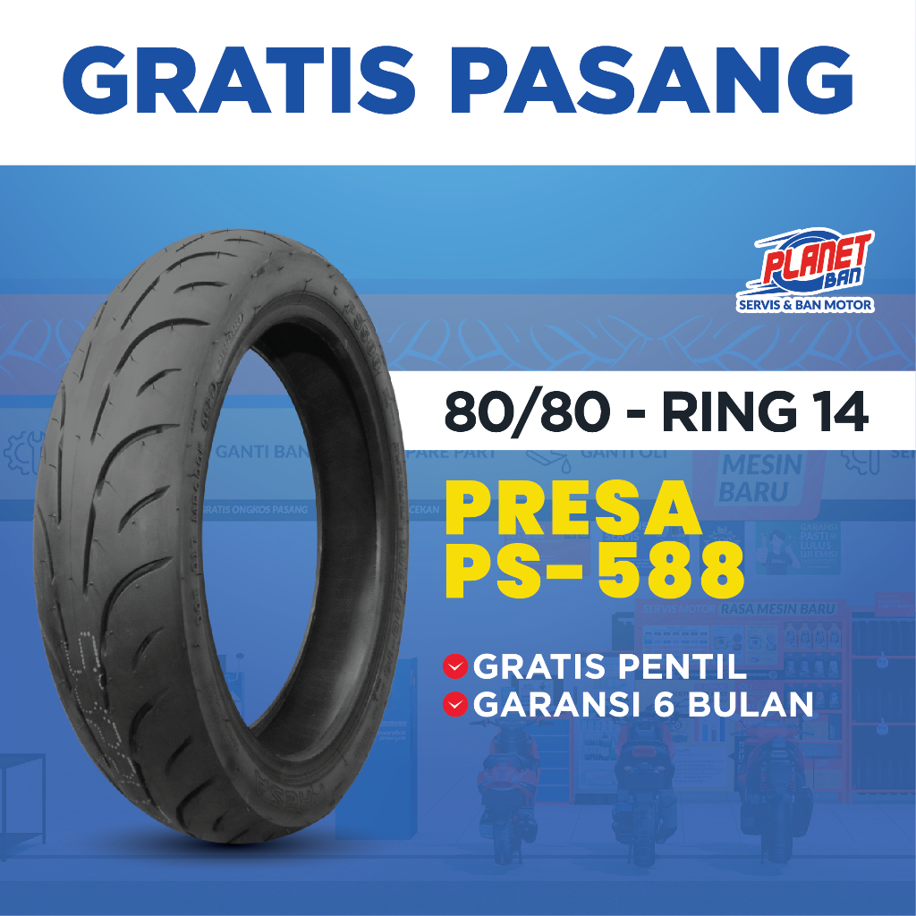 Ban Motor Ring 14 - 80/80 Presa PS-588 (Ban Motor Mio Soul GT 125, Mio Z New, Mio S, Mio Gear, X-Rid