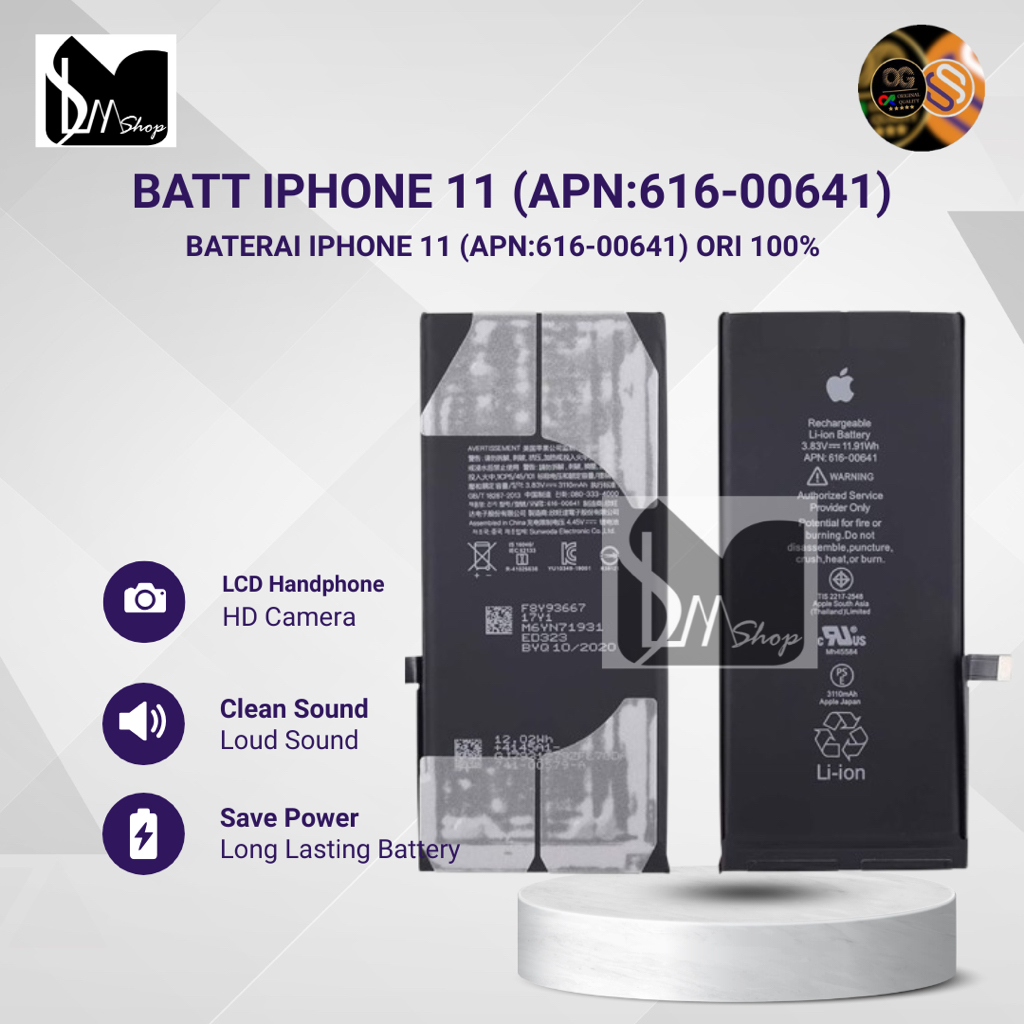 BATTERY | BATERAI | BATRE IPHONE 11(APN:616-00641)  ORI 100%