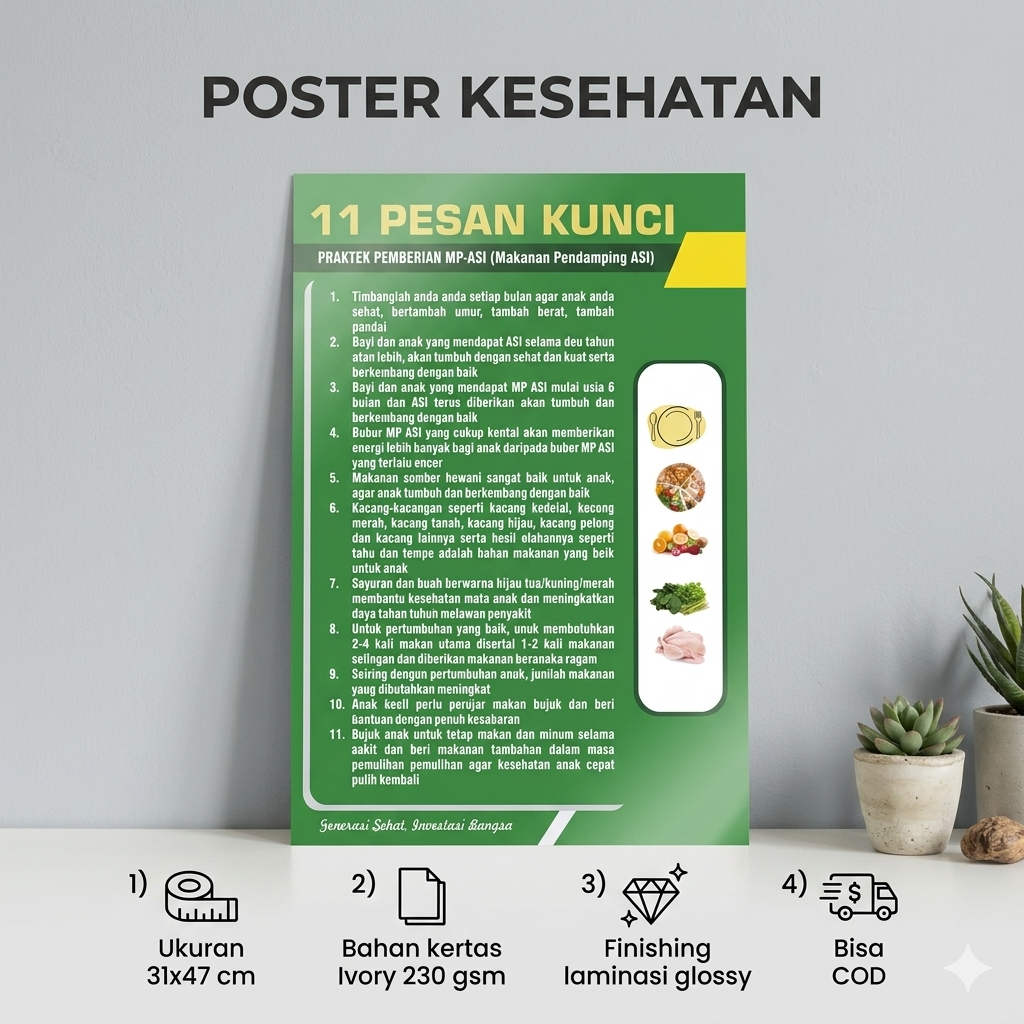 Poster 11 Pesan Kunci Praktek Pemberian MP-ASI - Makanan Pendamping ASI - Kebidanan - Kesehatan