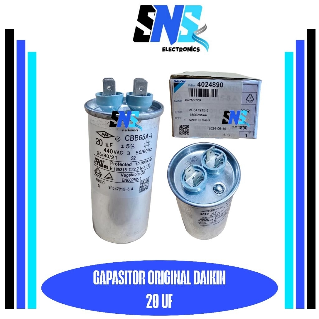 Kapasitor AC ORIGINAL DAIKIN 20 uf  440 VAC - Capasitor AC daikin original 20uf kaki 2