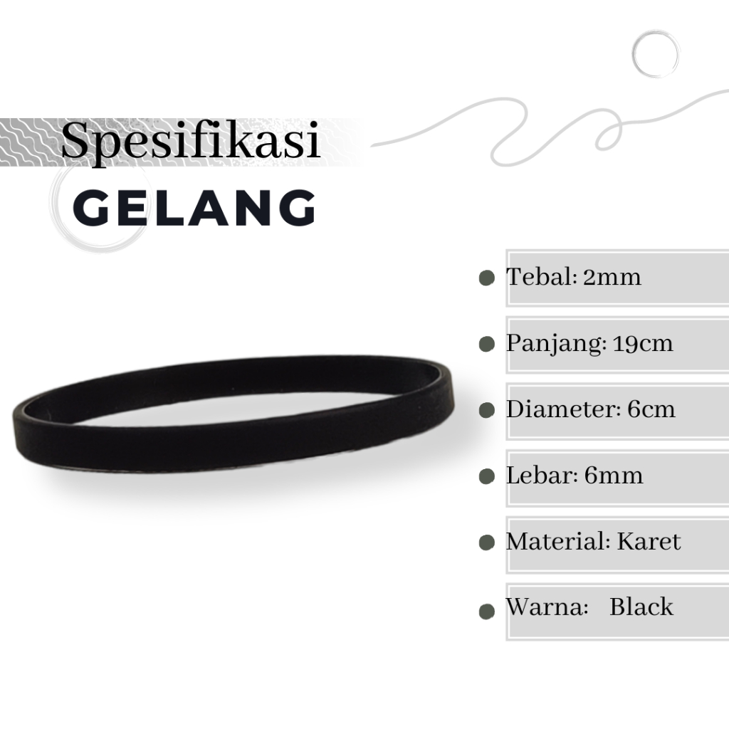Gelang Tangan Karet Pria Distro Polos Hitam Fullblack Rubber Bracelet Sport Hype