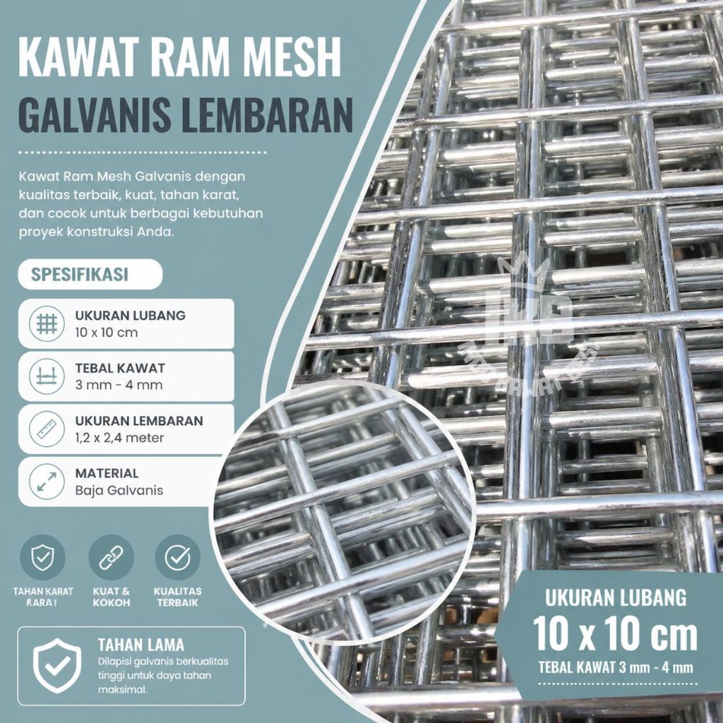 Kawat Ram Mesh Lembaran Galvanis Lubangan 10x10 cm | Variasi Ukuran | Best Seller