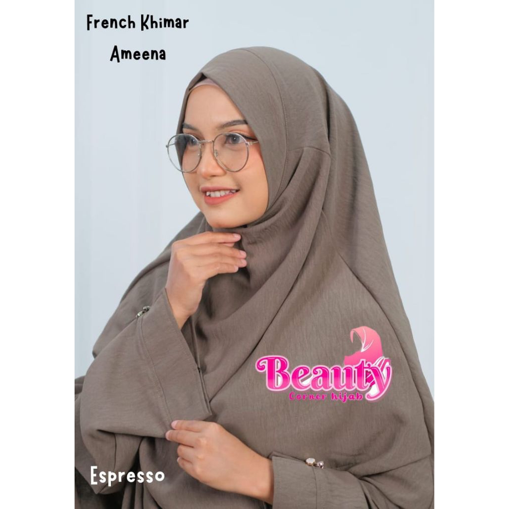 French Khimar Instan Ameena FK Crinkle Airflow Premium Adem Nyaman Beautycorner