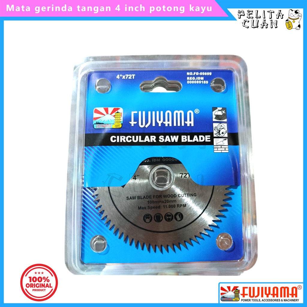 Mata Gerinda CIrcular Saw Potong Kayu 4 Inch 72T Fujiyama Mata Gergaji Gerinda Tangan