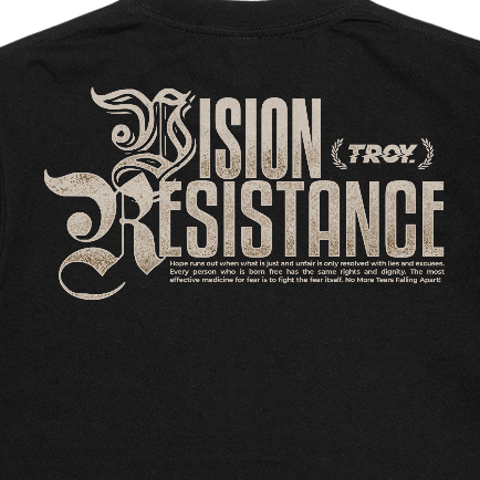 Troy Company Kaos Pria Lengan Pendek Hitam - Resistance Tshirt Black MTD 3604