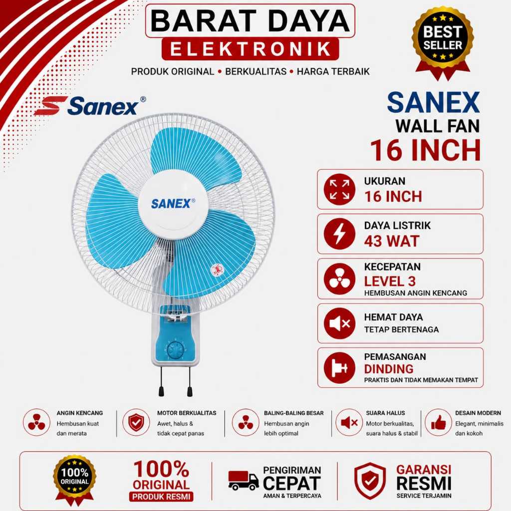 KIPAS ANGIN DINDING SANEX 16 INCH
